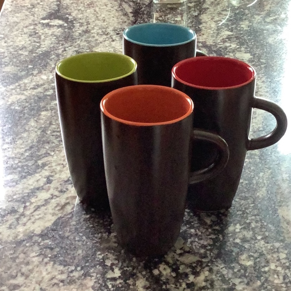M Stoneware Mugs, Set of 4